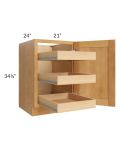Madison Honey Shaker 21" Full Height Door Base Cabinet with 3 Rollout Trays