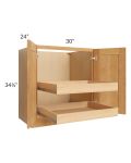 Madison Honey Shaker 30" Full Height Base Cabinet with 2 Rollout Trays 