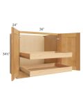 Madison Honey Shaker 36" Full Height Base Cabinet with 2 Rollout Trays