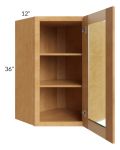 Madison Honey Shaker 24x36 Wall Diagonal Corner Cabinet (Prepped for Glass Doors)