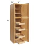 Madison Honey Shaker 18x84x24 Wall Pantry Cabinet with 4 Rollout Trays