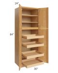 Madison Honey Shaker 30x84x24 Wall Pantry Cabinet with 4 Rollout Trays