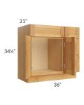 Madison Honey Shaker 36" Vanity Base Cabinet (Drawers on Right)