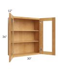 Madison Honey Shaker 30x36 Wall Glass Door Cabinet (Prepped for Glass Doors)