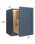 Madison Navy Shaker 18" Full Height Door Base Cabinet with Double Trashcan Pullout