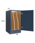 Madison Navy Shaker 18" Full Height Door Tray Divider Base Cabinet