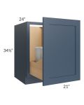 Madison Navy Shaker 21" Full Height Door Base Cabinet with Double Trashcan Pullout
