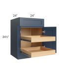 Madison Navy Shaker 24" Base Cabinet with 2 Rollout Trays