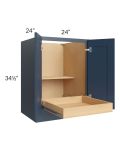 Madison Navy Shaker 24" Full Height Base Cabinet with 1 Rollout Tray