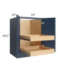 Madison Navy Shaker 24" Full Height Base Cabinet with 2 Rollout Trays