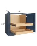 Madison Navy Shaker 30" Full Height Base Cabinet with 2 Rollout Trays