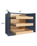 Madison Navy Shaker 30" Full Height Base Cabinet with 3 Rollout Trays