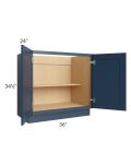Madison Navy Shaker 36" Full Height Door Base Cabinet