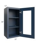 Madison Navy Shaker 15x30 Wall Glass Door Cabinet (Prepped for Glass Doors)