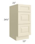 Casselton Ivory 15" Vanity 3-Drawer Base Cabinet 
