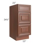 Phoenix Caramel Glaze 15" Vanity 3-Drawer Base Cabinet 