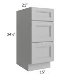 Charlotte Grey 15" Vanity 3-Drawer Base Cabinet