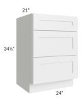Southport White Shaker 24" Vanity 3-Drawer Base Cabinet