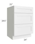 Brighton White Shaker 24" Vanity 3-Drawer Base Cabinet