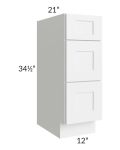 Aspen White Shaker 12" Drawer Base Bathroom Vanity Cabinet