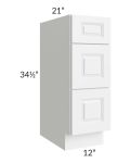 Dakota White 12" Drawer Base Bathroom Vanity Cabinet - Out of stock through mid May