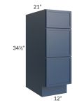 Portland Navy Blue 12" Drawer Base Bathroom Vanity Cabinet 