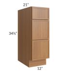Portland Walnut 12" Drawer Base Bathroom Vanity Cabinet 