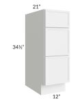 Portland White 12" Drawer Base Bathroom Vanity Cabinet 
