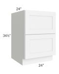 Brilliant White Shaker 24" 2-Drawer Base Cabinet
