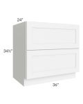 Brilliant White Shaker 36" 2-Drawer Base Cabinet
