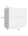 Brilliant White Shaker 36" 2-Drawer Base Cabinet