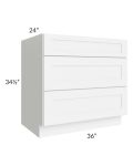 Royal White Shaker 36" 3-Drawer Base Cabinet