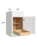 Brilliant White Shaker 18" Base Cabinet with 1 Rollout Tray