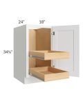 Brilliant White Shaker 18" Full Height Door Base Cabinet with 2 Rollout Trays