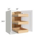 Brilliant White Shaker 18" Full Height Door Base Cabinet with 3 Rollout Trays