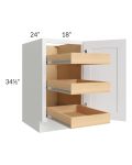 Brilliant White Shaker 18" Full Height Door Base Cabinet with 3 Rollout Trays