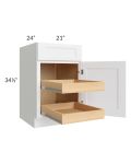 Brilliant White Shaker 21" Base Cabinet with 2 Rollout Trays