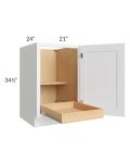 Brilliant White Shaker 21" Full Height Door Base Cabinet with 1 Rollout Tray