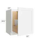 Brilliant White Shaker 21" Full Height Door Base Cabinet with Double Trashcan Pullout