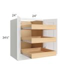 Brilliant White Shaker 24" Full Height Base Cabinet with 3 Rollout Trays
