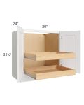 Brilliant White Shaker 30" Full Height Base Cabinet with 2 Rollout Trays