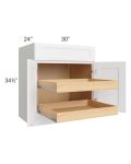 Brilliant White Shaker 30" Base Cabinet with 2 Rollout Trays