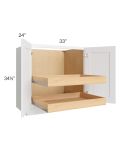 Brilliant White Shaker 33" Full Height Base Cabinet with 2 Rollout Trays