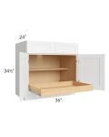 Brilliant White Shaker 36" Base Cabinet with 1 Rollout Tray