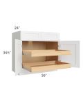 Brilliant White Shaker 36" Base Cabinet with 2 Rollout Trays