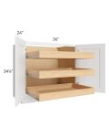 Brilliant White Shaker 36" Full Height Base Cabinet with 3 Rollout Trays