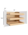 Brilliant White Shaker 36" Full Height Base Cabinet with 3 Rollout Trays