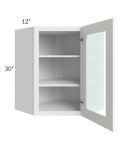 Brilliant White Shaker 24x30 Wall Diagonal Corner Cabinet (Prepped for Glass Doors)