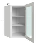 Brilliant White Shaker 24x36 Wall Diagonal Corner Cabinet (Prepped for Glass Doors)