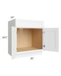 Brilliant White Shaker 30" Sink Base Cabinet (1 drawer front)
